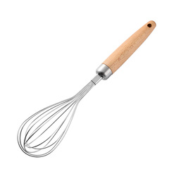 Wooden handle egg beater flour stir stick cream whipper household stainless steel egg egg separator colander