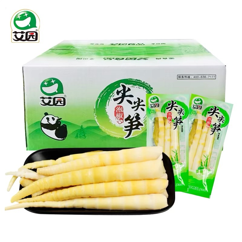艾园尖尖笋笋尖泡椒尖尖笋山椒笋尖即食尖尖笋脆笋小包装一箱10斤