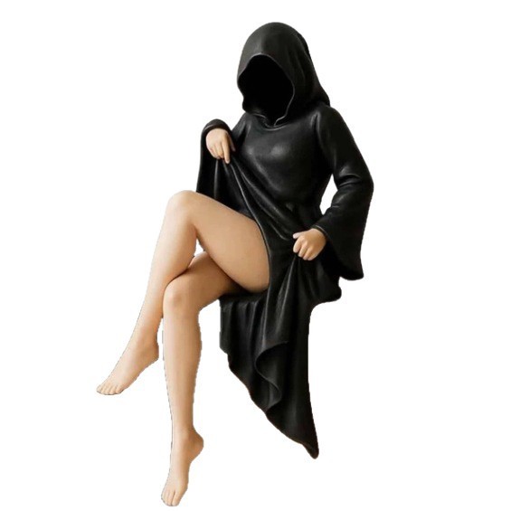 神秘的な像 ミステリアススタチュー 黒いローブを着た女王の像 ゴシック装飾品|undefined