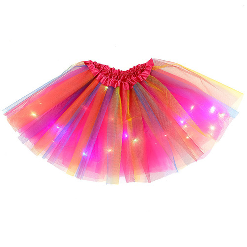 children's model  jazz modern ballet dance tutu LED light rainbow glitter gauze skirt Birthday Xmas Halloween Carnival party Cosplay tulle skirts for kids