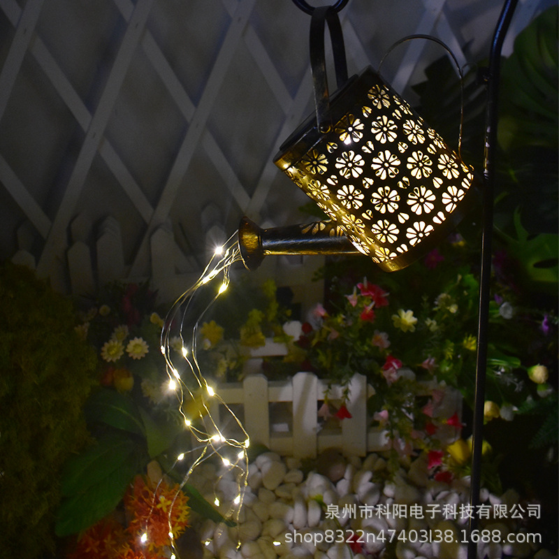 Enchufe de Tierra solar lámpara de jardín D lámpara de paisaje de jardín al aire libre creativo hueco de hierro hervidor lámpara de ducha Decoración