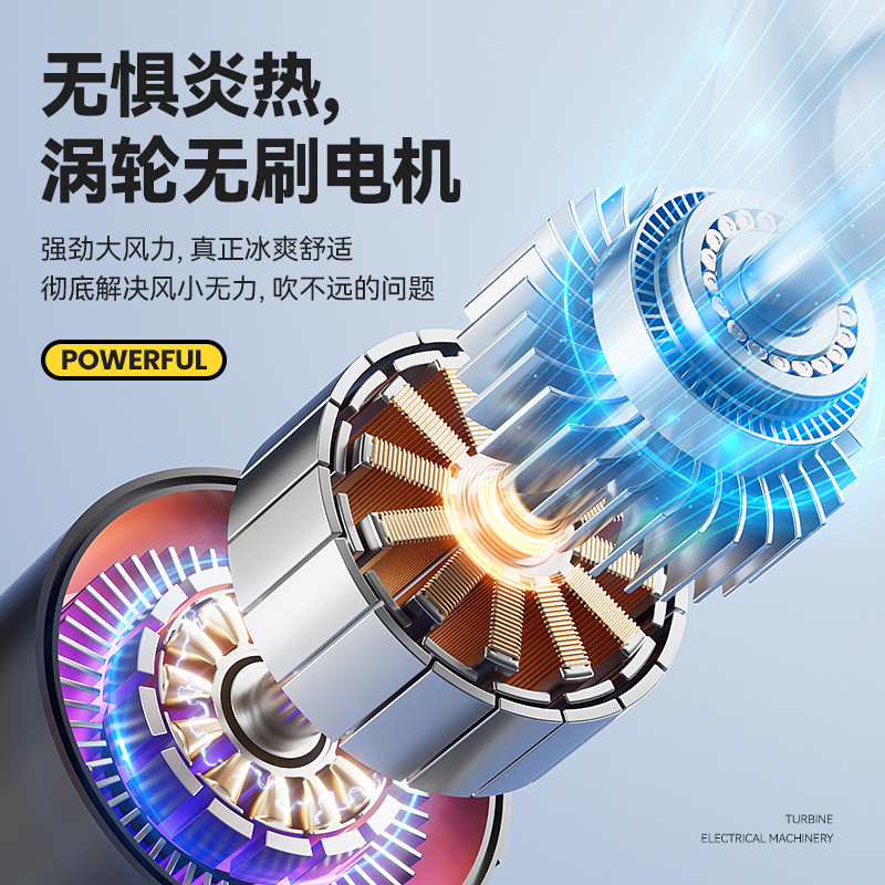 ハンドヘルド小型ファン、100スピード、パワーレベル、デジタルディスプレイ、USB充電、カラフルな呼吸ライト、ポータブル暴力ファン|undefined