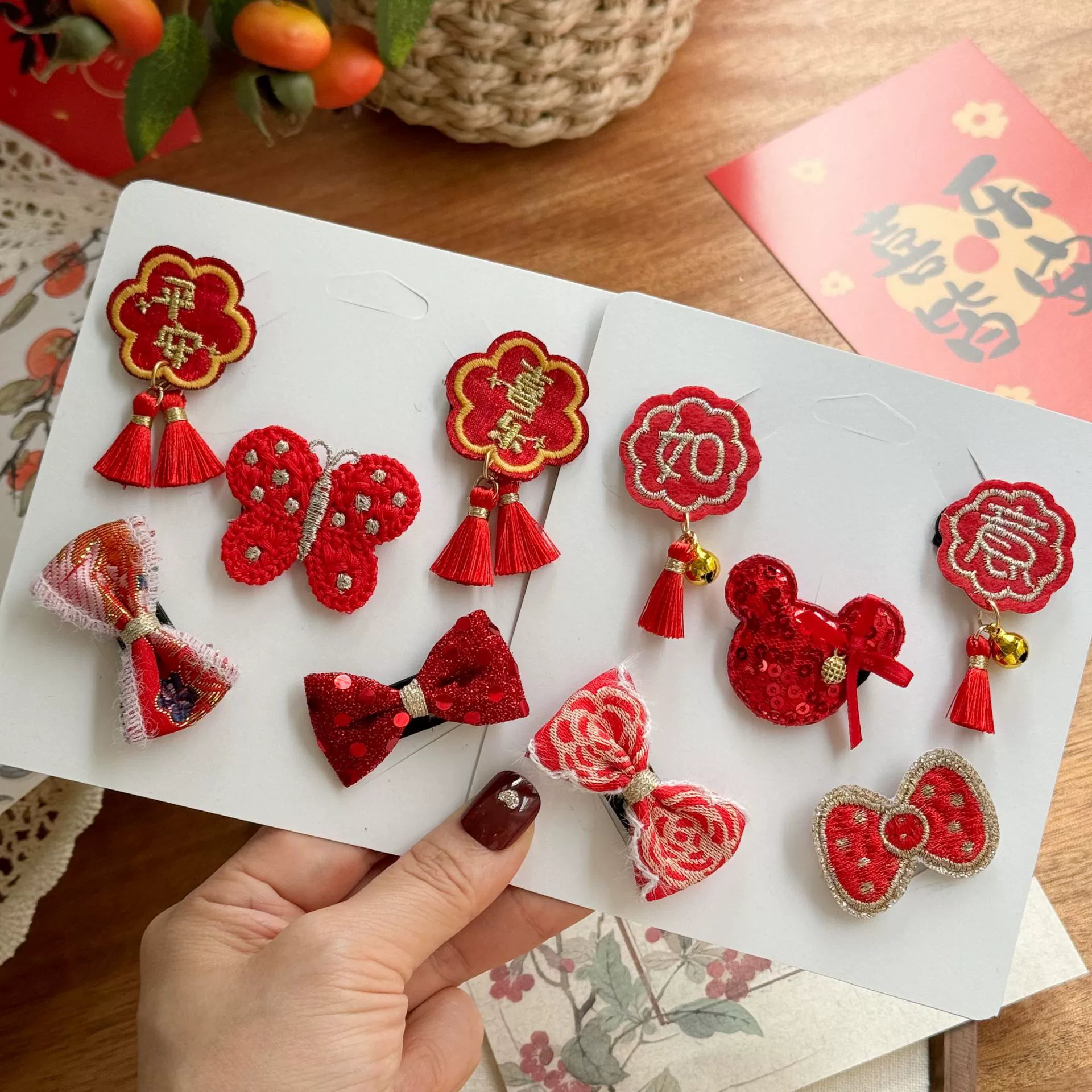 Собака красная заколка для волос Новый год праздничный аксессуар для волос Malzis Йоркшири