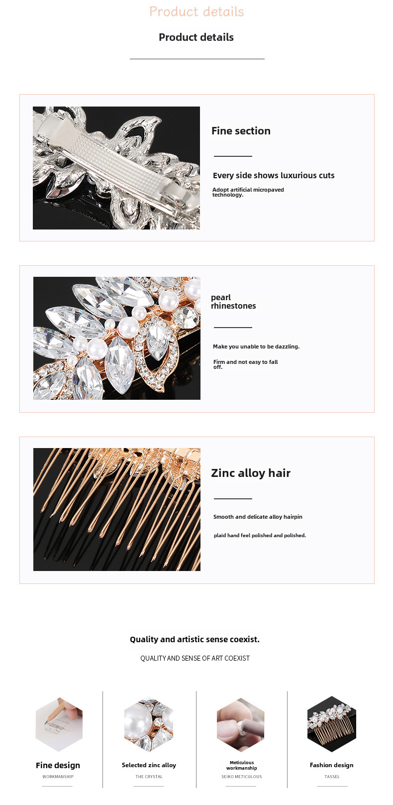 Pente de cabelo com pérolas e strass para noiva ouro_voghion.com