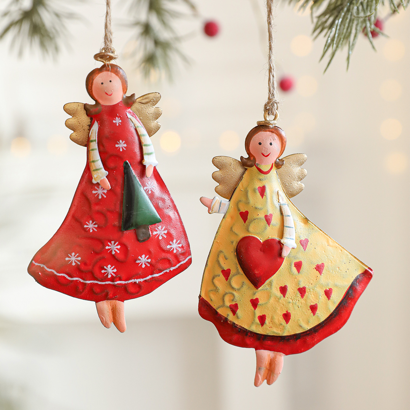 Cross-border americano rural retro hacer viejo hierro forjado Angel de Navidad chica decoración colgante decoración del árbol de Navidad colgante