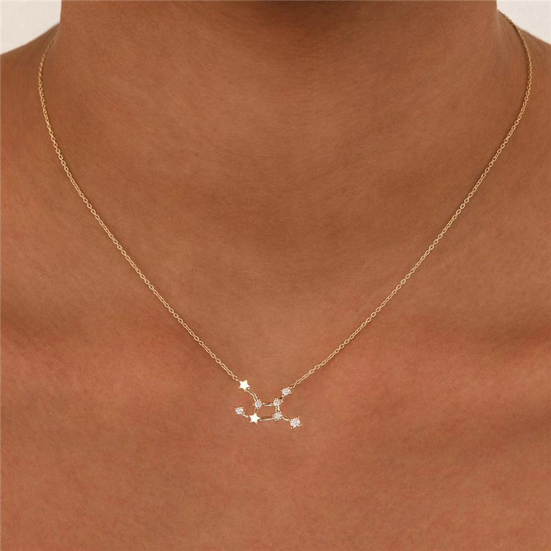 Fashion Constellation Silver Plating Inlay Zircon Necklace 1 Piece