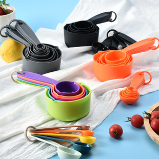 in stock wholesale measuring spoon measuring cup baking tools DIY cake baking milk powder spoon 10 piece set plastic color measuring spoon