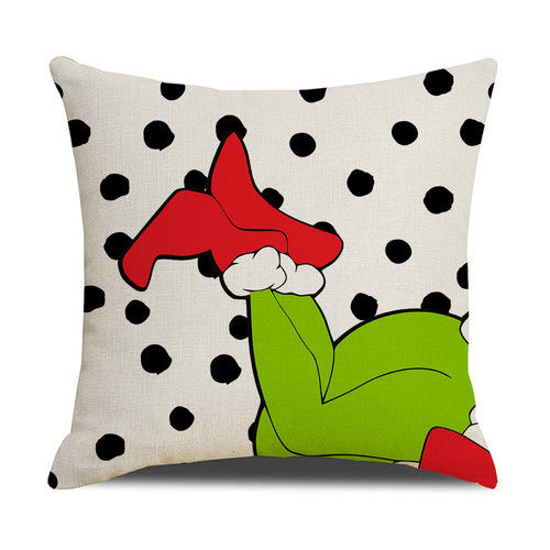 Cross-border new linen Christmas throw pillow cover Grinch print cushion cover home decor throw pillow cover