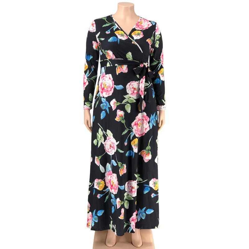 Swing Dress Streetwear Commute V Neck Long Sleeve Printing Maxi Long Dress Daily display picture 78