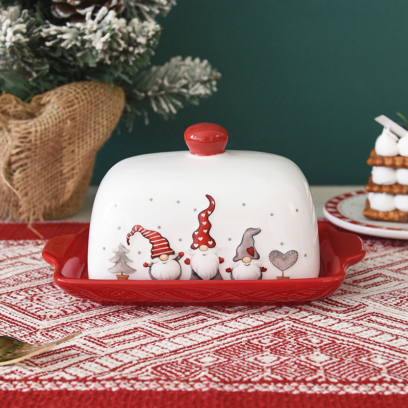 Papá Noel del norte de Europa plato de mantequilla de cerámica decoración platos de postres platos de platos de estilo europeo y americano decoración de comida occidental