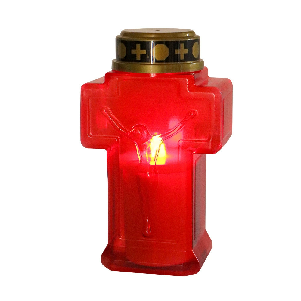 Амазонка Горячая распродажа светодиодные пластиковые религиозные свечи свечи церковные батареи Кроссовая лампа гробницы