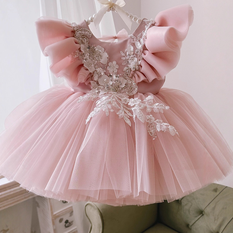 One-Year-Old Dress Princess Dress Baby Girl Mesh Tutu Skirt Christmas Children's Dress Cross-Border Amazon Dropshipping