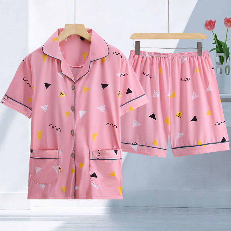 Pijamas de algodón para mujer de talla grande pantalones de manga corta de verano estilo coreano Delgado ropa de confinamiento suelta traje de dos piezas