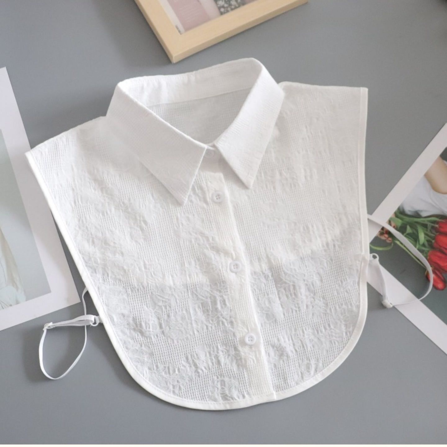 Kerah runcing tekstur (Katun)