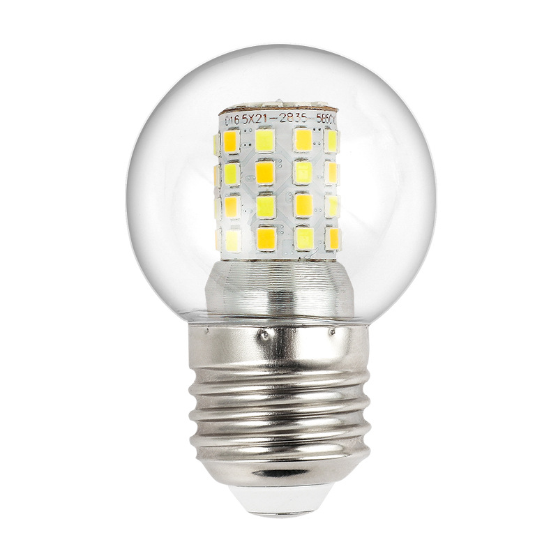 Led Magic Bean Bulb E27 Large Screw Molecule Lamp Energy-Saving Bulb Three-Color Dimming G45 Small Round Bulb Warm White Light 5W