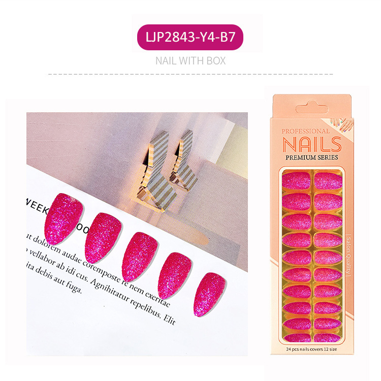 Uñas postizas largas europeas y americanas, uñas postizas puntiagudas largas, pegatinas de uñas con diseño de pico de águila, en caja, con brillo mate.
