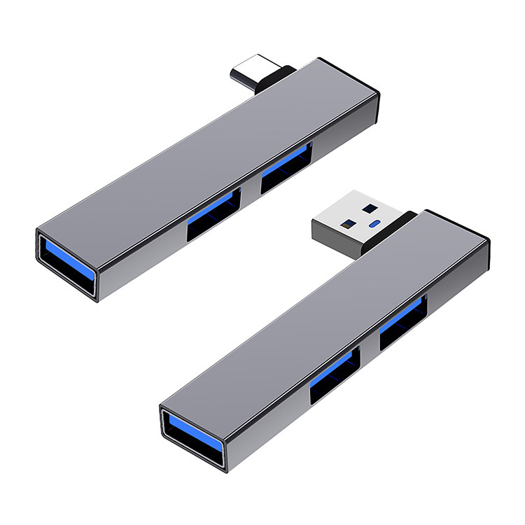 Customized Typec/Usb Direct Plug Docking Station to Three USB 3.0 Splitters, Side-Plugged and Welted, Compact and Convenient