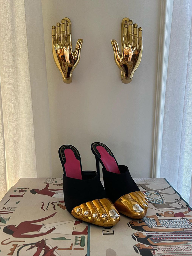 Gold Toes Stiletto Lambskin Mules Image 3