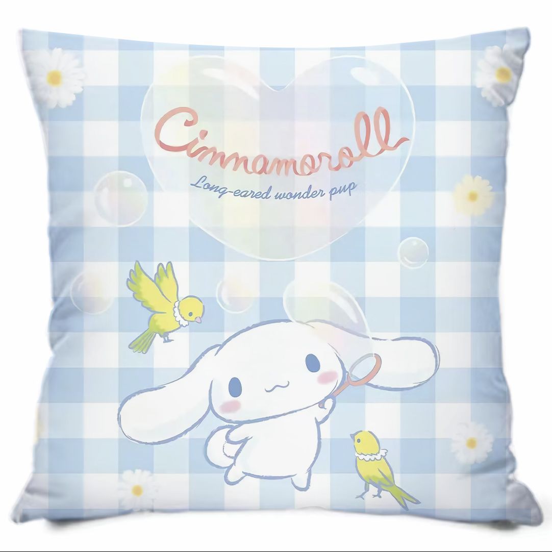 Almohada con estampado de dibujos animados de Sanrio, linda almohada de sofá para dormitorio, cojín de cabecera, cojín de asiento con soporte lumbar para coche