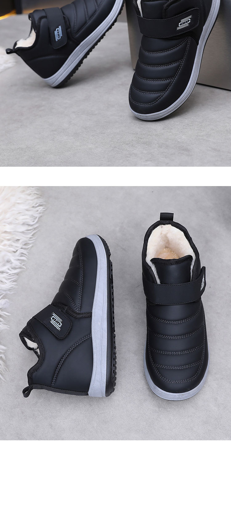 Wanter nei Hären Kottengschuhe Kaschmir Schnéistiefelen verdickt Härenschuhe Wanderschuhe Liederuewerfläch waasserdicht an rutschfest Pappschuhe_voghion.com