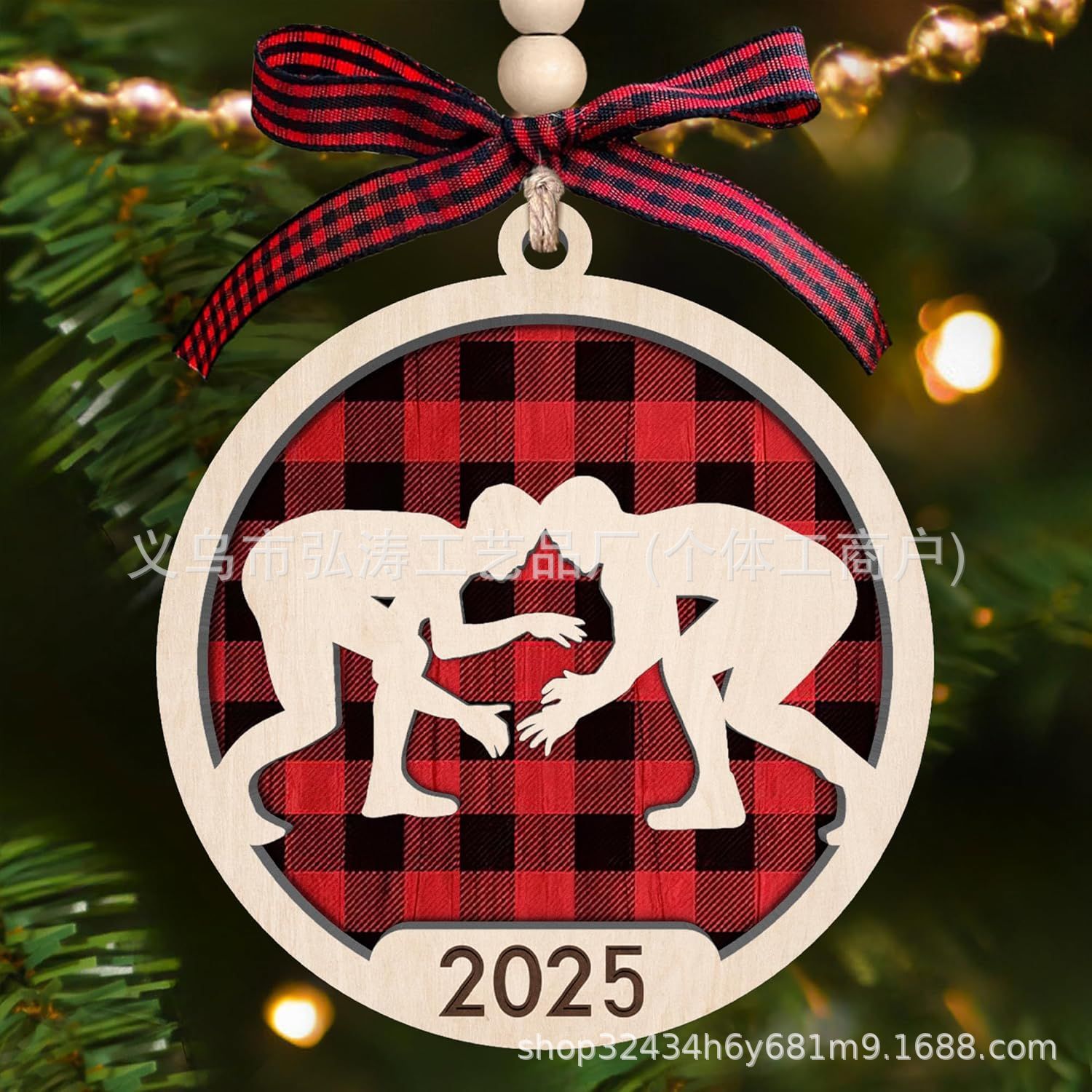 Decoración colgante 2026 nuevo mejor regalo de mudanza decoración de madera decoración para el hogar decoración del árbol de Navidad rojo
