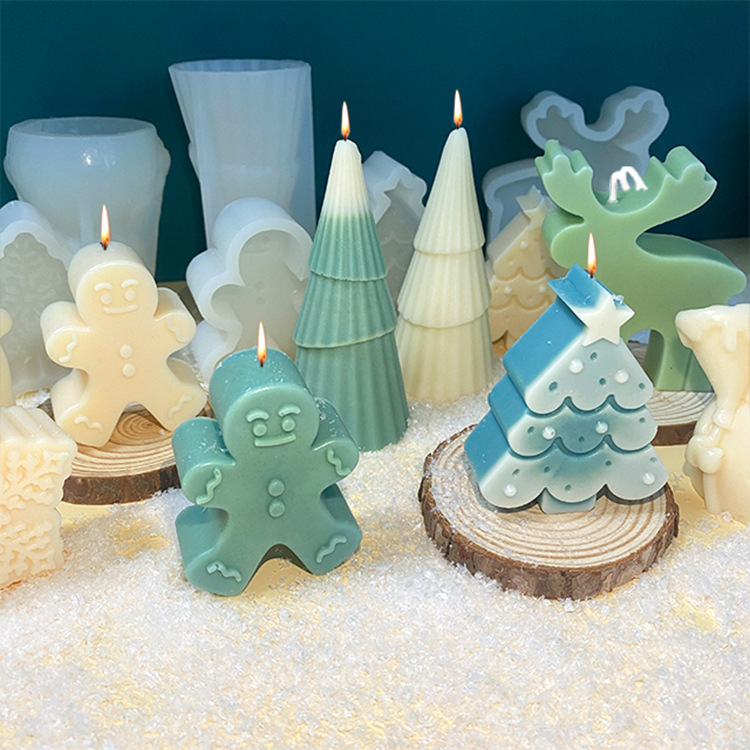 クリスマスツリー香薫ろうそくシリコン金型姜パイ人ヘラジカdiy拡香石石膏手作り石けん氷金型|undefined