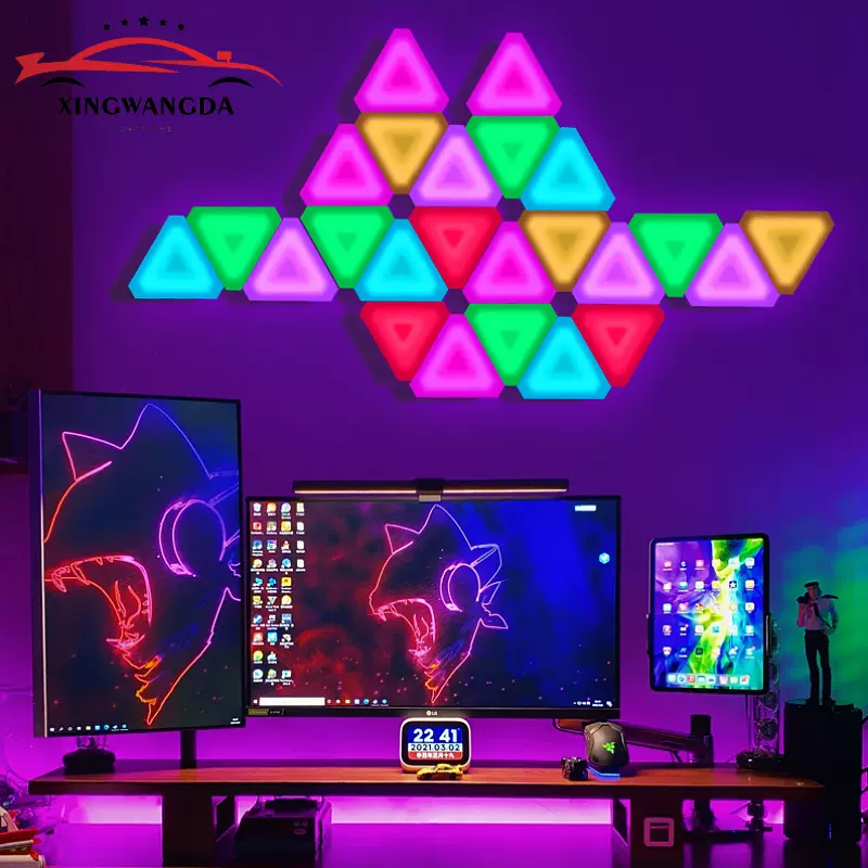 跨境专供量子氛围灯三角拼接灯创意装饰灯蜂巢桌面墙壁装饰灯