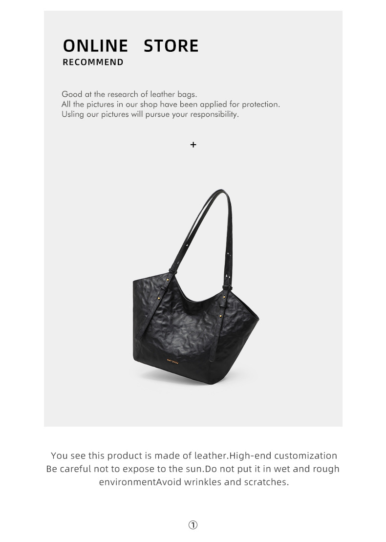 Túi tote da nữ đáy rộng dáng đeo nách — đen, Lời bài hát: Black (Public Version) chi tiết 5