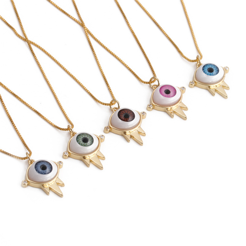 Wholesale Dripping Evil Eye Copper Zircon Pendant Necklace