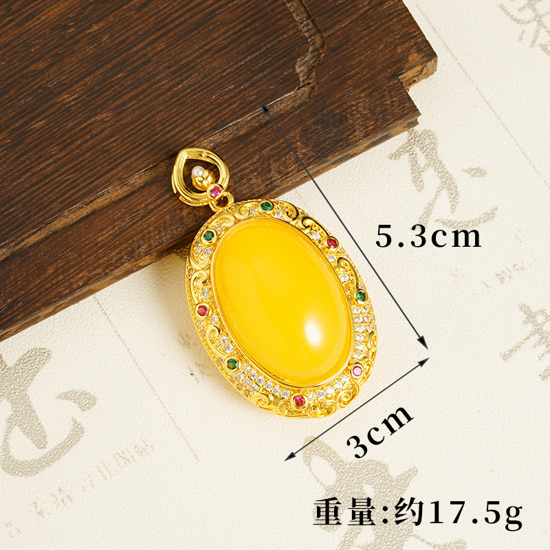 Vietnam Sha Jin retro estilo chino versátil imitación jade colgante flor tallada joyas de estilo de corte fuente transfronteriza al por mayor