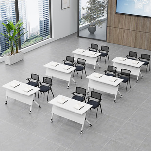 Folding Conference Training Table and Chair Staff Desk Rollover Desk and Chair Student Mobile Splicing Long Table Training Table
