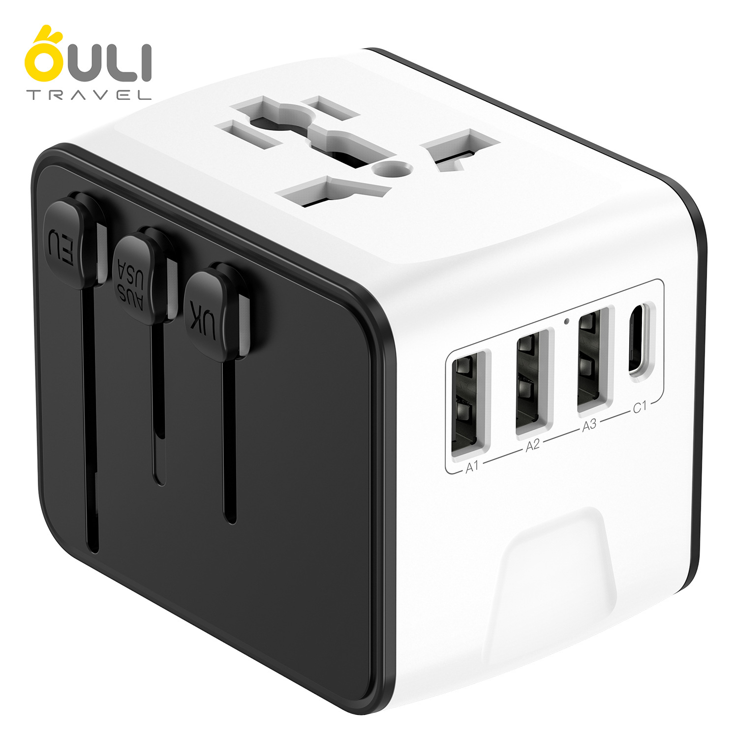 Nuevo enchufe de conversión de salida de identificación inteligente 3USB + TYPE-C para viajar al extranjero, negocios, estudiar en el extranjero y viajar