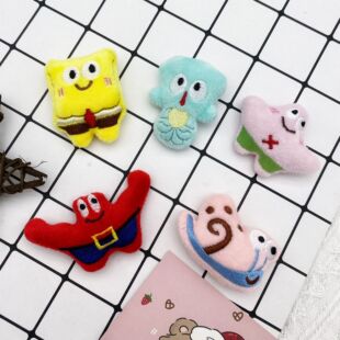 Cartoon Spongebob Patty Plush Doll Crab Boss Doll Brooch Bag Children's Clothes Accessories DIY