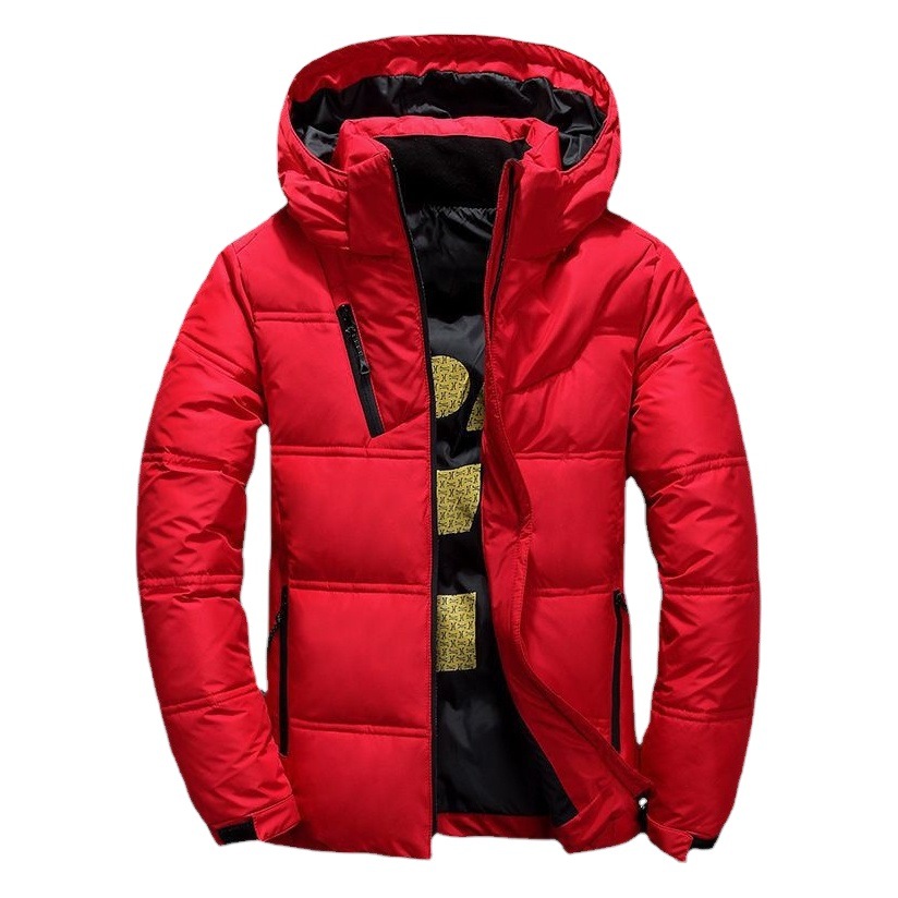 Chaqueta corta de los hombres SLIM-Fit estilo coreano casual engrosada verde cálido chaqueta de invierno con capucha de mediana edad ropa de hombre transfronteriza