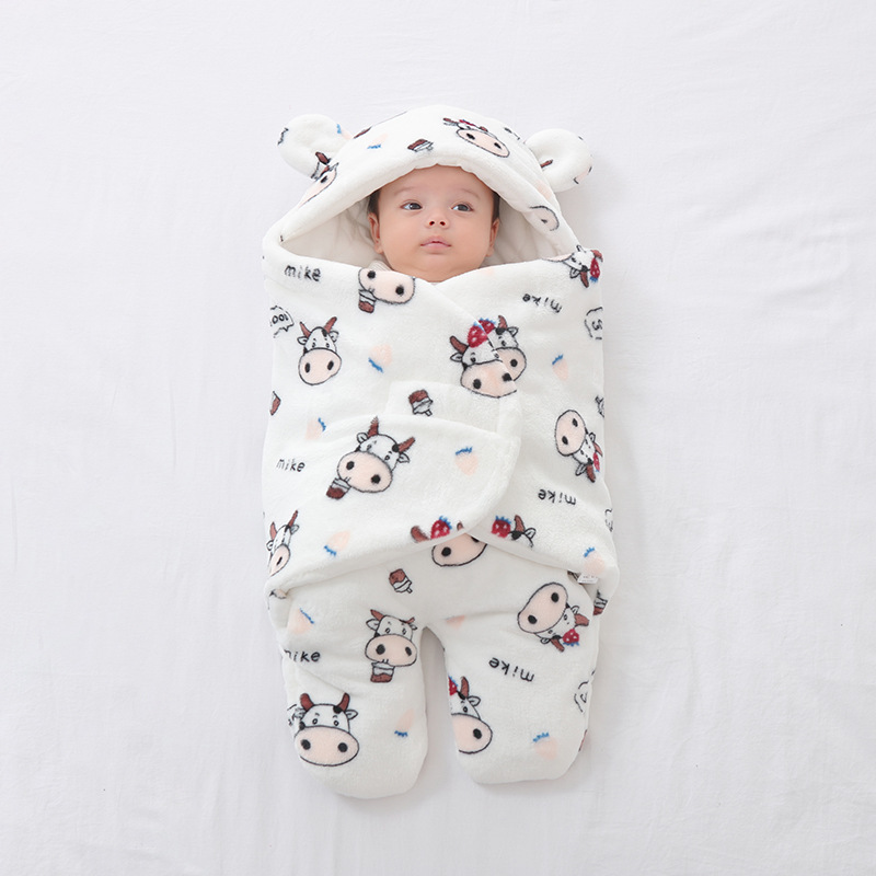 Baby Sleeping Bag Autumn And Winter Quilted Flannel Split-leg Thickened Pajamasborn Anti-kicking Quilt Anti-jump Swaddle