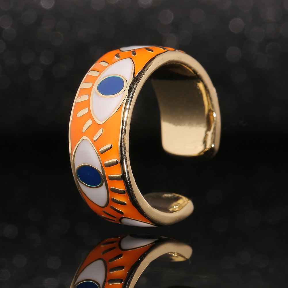 European And American Fashion Evil Eye Copper Ring Wholesale display picture 3