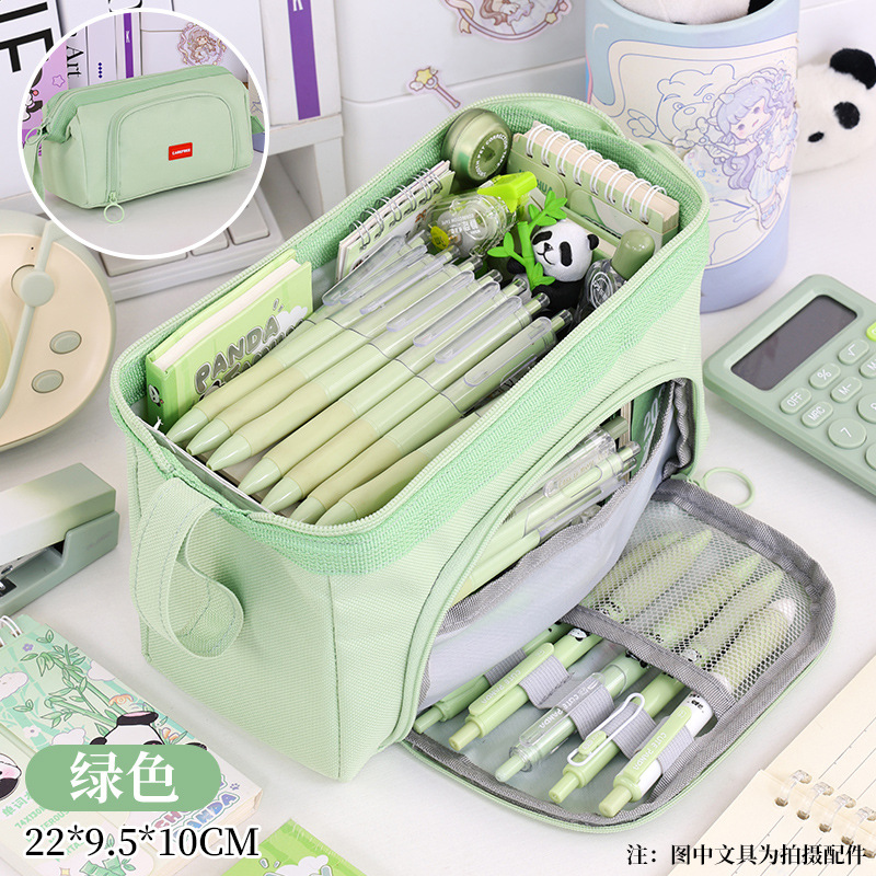 Bolsa de lápiz de ventana transfronteriza tipo barco de gran capacidad caja de papelería portátil de lona de doble capa simple caja de lápiz para estudiantes de primaria y secundaria