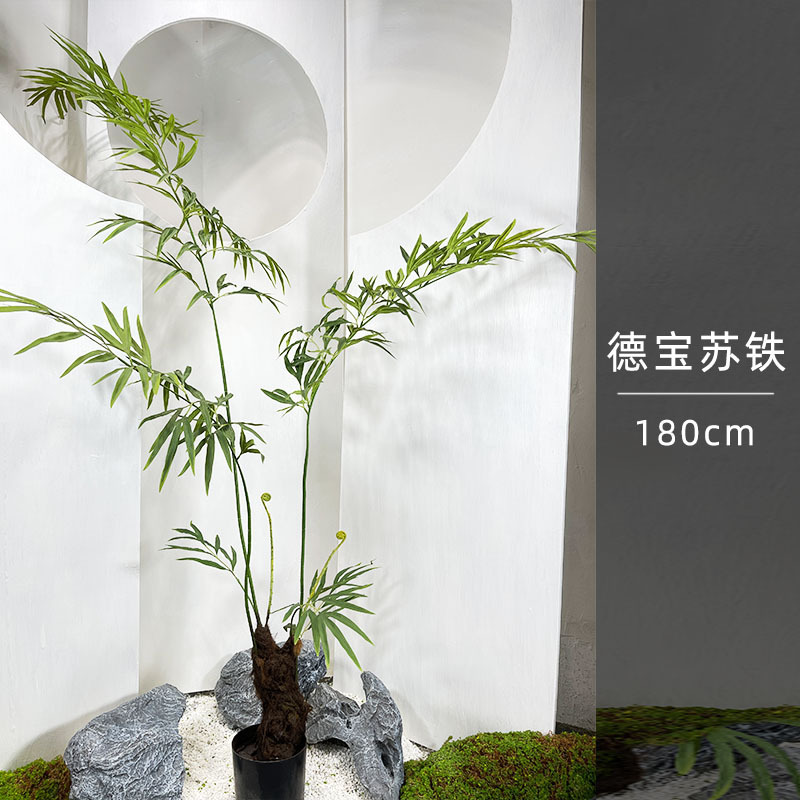 Simulación paisajística de helecho de cabeza de mono plantación de maceta de seda dorada decoración interior plantación de plantas falsas de alta simulación