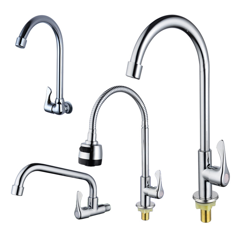 grifo de enfriamiento único de cobre completo para ingeniería doméstica bola giratoria universal lavabo de verduras grifo de cocina