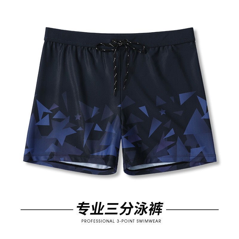 恥ずかしさを防ぐ男性用スイミングパンツ、新しいファッション幾何学的なボクサーパンツ、プロ仕様の大きいサイズの快適な温泉水泳用品セット|undefined