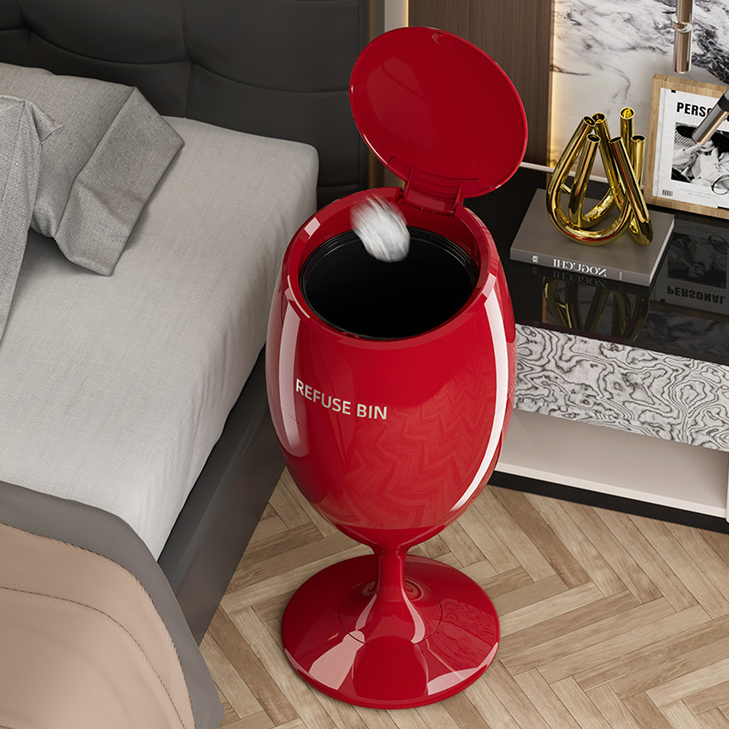 High-Quality Trash Can with a Stylish Design, Pop-Up Lid, Storage Bin for Living Room and Kitchen, Sanitary Cleaning Bin with Wheels and Lid, Paper Basket