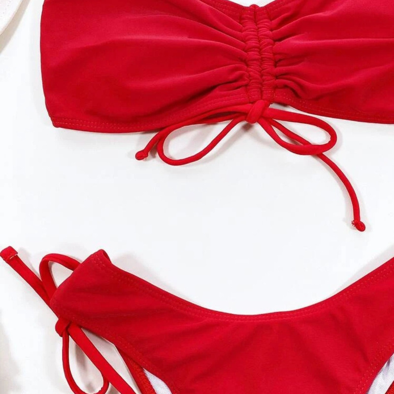 2022 nouveau maillot de bain sexy de couleur unie fendu dames bikinipicture5