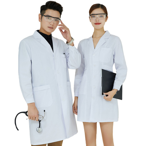 Shenzhen hospital pharmacy chief clothing coat work clothes custom logo cotton male and female nurse doctor medical white coat