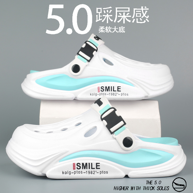 Zapatos con agujeros, sandalias de plataforma de verano para hombres, nuevo estilo, uso exterior, antideslizante, aumento de la sensación deportiva de pisar la mierda, sandalias de playa para parejas