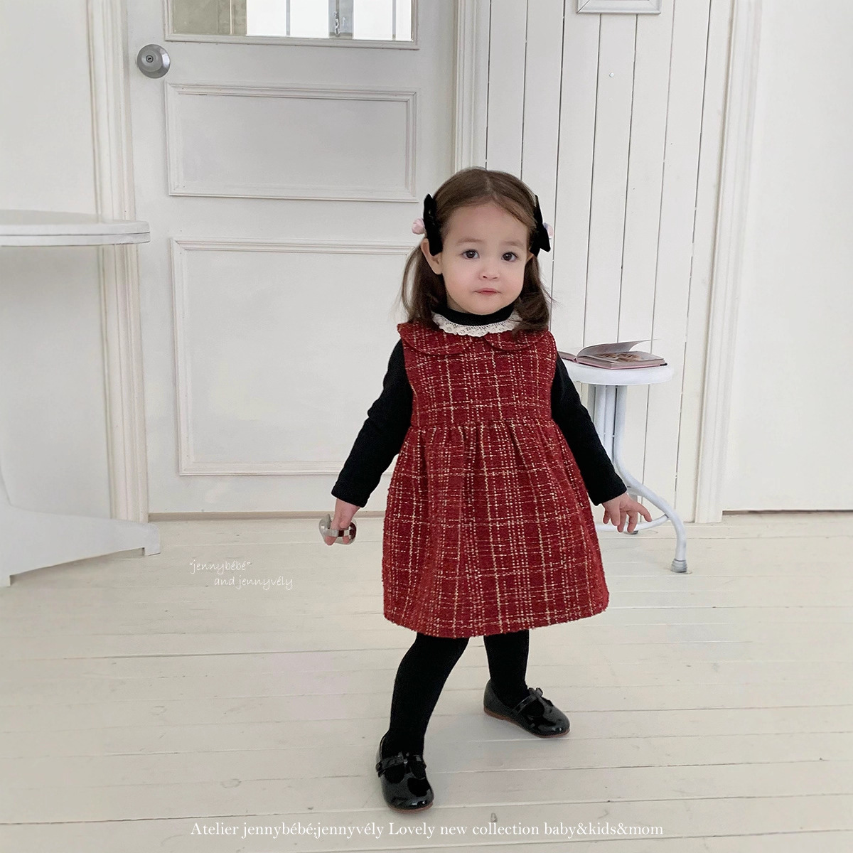 Jenny Children's Clothing Baby Girl Christmas Red Princess Vest Dress Fashionable Little Fragrance Dress Winter Quilted Clothes