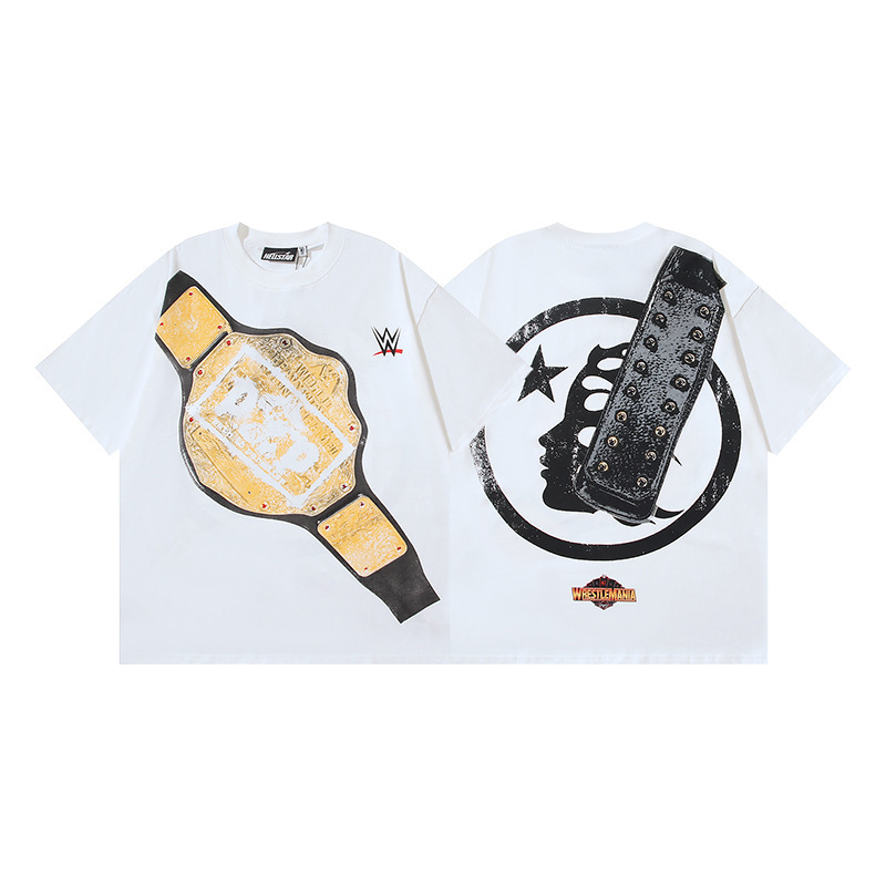 25ss 夏新作 Hellstar アメリカンファッション ハイストリート ウォッシュ加工 ダメージ加工 プリント ゆったり 半袖 Tシャツ 男女兼用|undefined