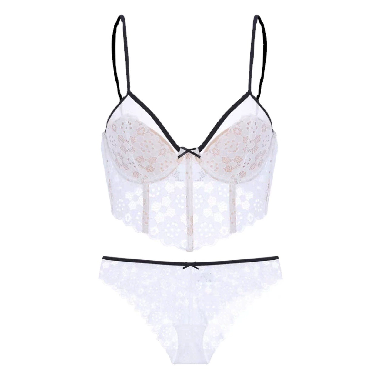 Ультратонкое нижнее белье во французском стиле, женский костюм с бюстгальтером с эффектом пуш-ап и эффектом пуш-ап, сексуальный кружевной слинг с чистым текстом