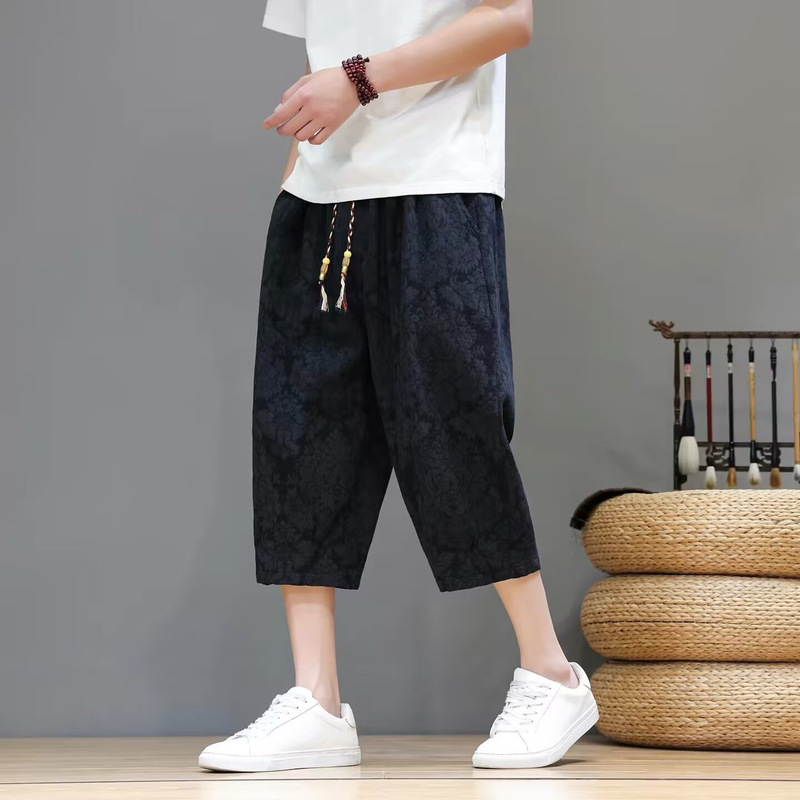 150kg Men's Quick-Dry Summer Thin Casual Pants Plus Size Loose Shorts Mid-Length Pants for Big and Tall Men