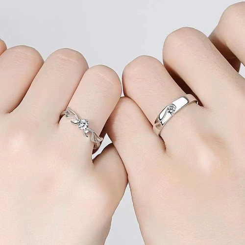 Moissanite S925 sterling silver angel wings couple ring imitation diamond niche ins cold wind men's and women's ring wholesale