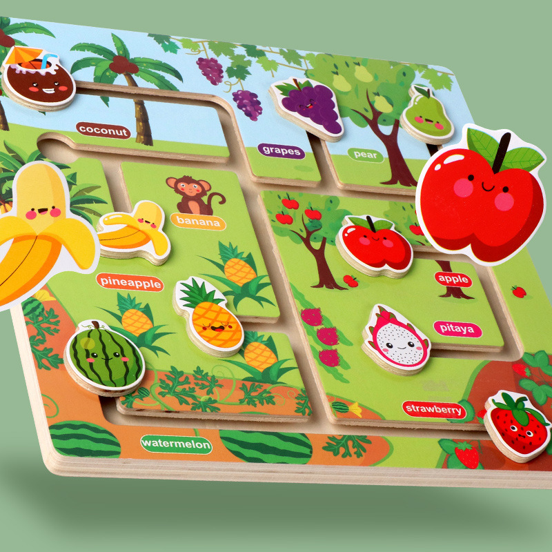 Transfronterizos al por mayor iluminación laberinto juego de movimiento fino bebé entrenamiento de concentración juguetes de madera de educación temprana